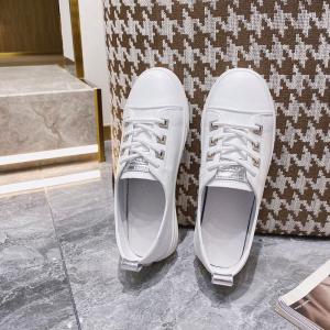 Casual Cowhide Leather Sneakers Soft White Slip-On Shoes