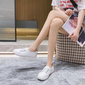 Casual Cowhide Leather Sneakers Soft White Slip-On Shoes