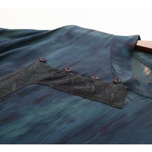 Mandarin Collar Blue Cheongsam Peony Loose Chinese Qipao