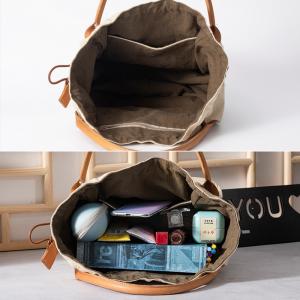 Drawstring Canvas Handbag Boho Chic Plain Hobo