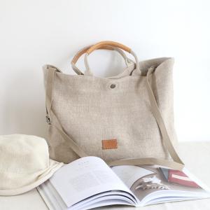 Button Up Chunky Flax Tote Bag / Handbag