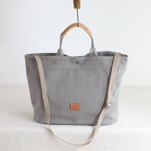 Button Up Chunky Flax Tote Bag / Handbag