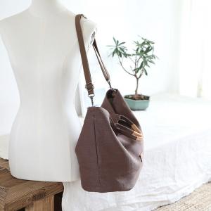 Button Up Chunky Flax Tote Bag / Handbag