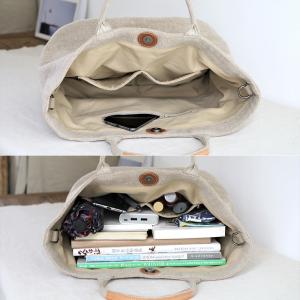 Button Up Chunky Flax Tote Bag / Handbag