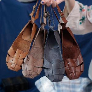 Soft Cowhide Leather Flat Sandals Comfy Ankle Strap Footwear