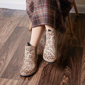 Original Design Boho Chelsea Booties Hollow Out Leather Short Boots