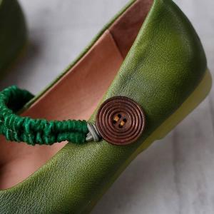 Button Decoration Leather Mom Shoes Comfy Casual Strap Footwear