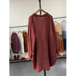 BF Style Linen Blouse Chest Pockets Oversized Shirt