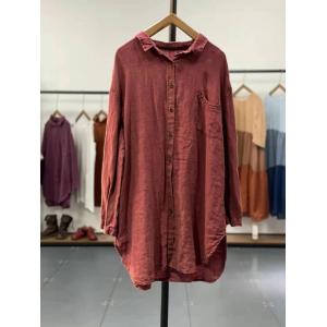 BF Style Linen Blouse Chest Pockets Oversized Shirt
