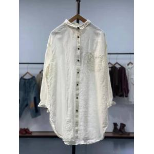 BF Style Linen Blouse Chest Pockets Oversized Shirt