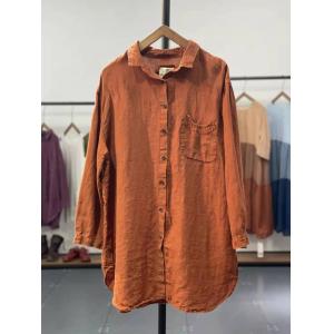 BF Style Linen Blouse Chest Pockets Oversized Shirt