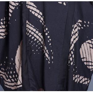 Plus Size Black Dolman Sleeve Dress Silk Patterned Cocoon Dress