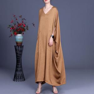 Modest Fashion Dolman Sleeves Caftan V-Neck Moroccan Dress