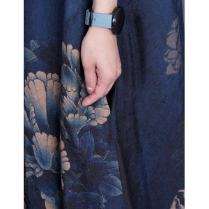 Chinese Peony Prints Vintage Cheongsam Silky Summer Loose Qipao