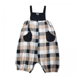 Big Plaids Cotton Linen Bloomer Overalls Cotton Linen Large Overalls