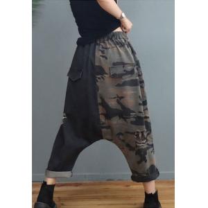 Color Blocks Ripped Jeans Womens Baggy Camo Genie Pants