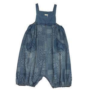 Comfy Soft Denim Balloon Overalls Folk Printed Plus Size Bloomers