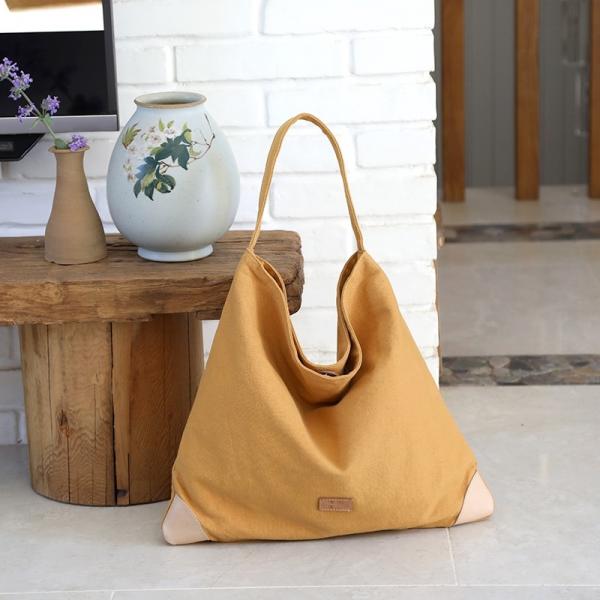 Leather Patchwork Chunky Canvas Handbag / Shoulder Bag