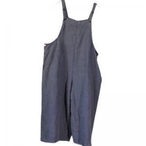 Solid Color Wide Leg Overalls Comfy Loose Linen Clothes