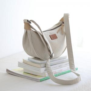 Simple Design Plain Crescent Bag Adjustable Straps Canvas Purse