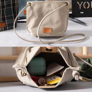 Solid Color Small Canvas Shoulder Bag