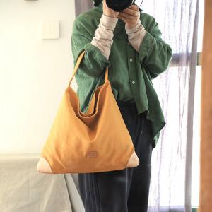 Leather Patchwork Chunky Canvas Handbag / Shoulder Bag