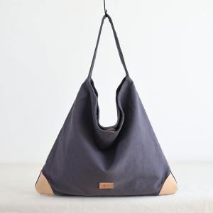 Leather Patchwork Chunky Canvas Handbag / Shoulder Bag