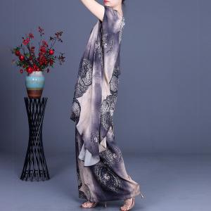 Asymmetrical Dotted Printed Long Tunic with Silk Palazzo Pants