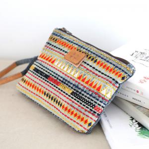 Folk Style Canvas Printed Clutch Bag