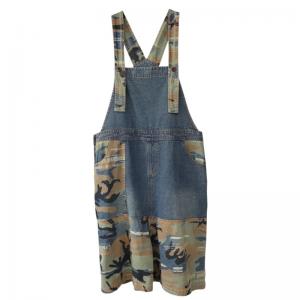 Casual Baggy Camo Overall Shorts Adjustable Straps Wide Leg Jorts