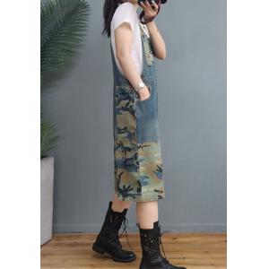 Casual Baggy Camo Overall Shorts Adjustable Straps Wide Leg Jorts