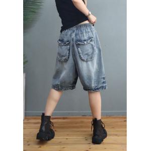 Summer Beach Denim Jorts Stone Wash Bermuda Shorts for Women
