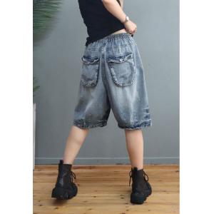 Summer Beach Denim Jorts Stone Wash Bermuda Shorts for Women