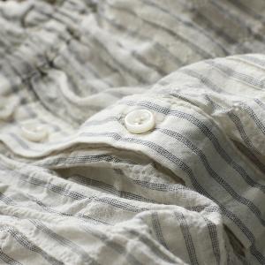 Office Causal Vertical Striped Shirt Cotton Linen Japanese Blouse