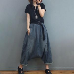Hippie Style Stone Wash Harem Jeans Womens Plus Size Jeans