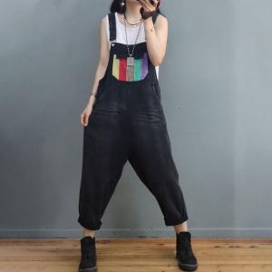Colorful Pockets Baggy 90s Overalls Plain Korean Dungarees