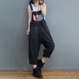 Colorful Pockets Baggy 90s Overalls Plain Korean Dungarees