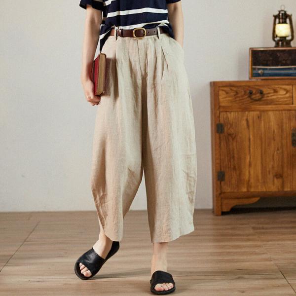 Super Comfy Linen Gaucho Pants Casual Wide Leg Pants in Beige S M L ...