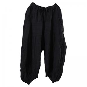 Low Crotch Linen Cropped Pants Plain Cozy Ankle Pants