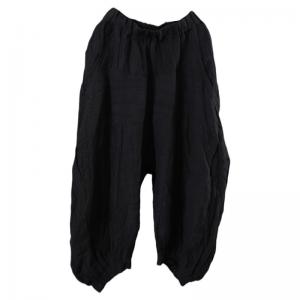 Low Crotch Linen Cropped Pants Plain Cozy Ankle Pants