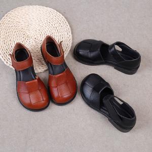 Chunky Heels Summer Lolita Sandals Round Toe Velcro Footwear