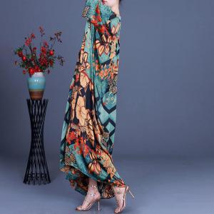 Leaf and Flowers Plus Size Caftan Sweetheart Neck Designer Dress