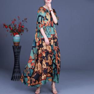 Leaf and Flowers Plus Size Caftan Sweetheart Neck Designer Dress