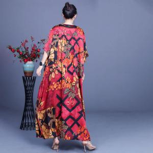 Leaf and Flowers Plus Size Caftan Sweetheart Neck Designer Dress