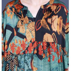 Leaf and Flowers Plus Size Caftan Sweetheart Neck Designer Dress