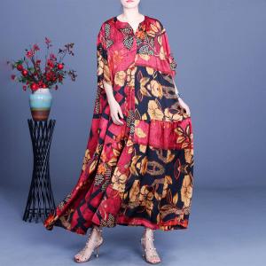 Leaf and Flowers Plus Size Caftan Sweetheart Neck Designer Dress