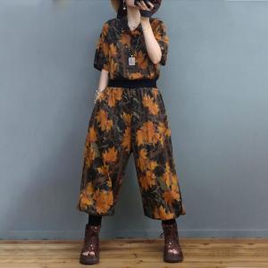 Colorful Striped Balloon Legs Jumpsuits Loose Printed Tapered Coveralls