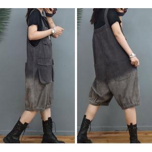 Front Flap Pockets Stone Wash Rompers Fluffy Summer Shorts