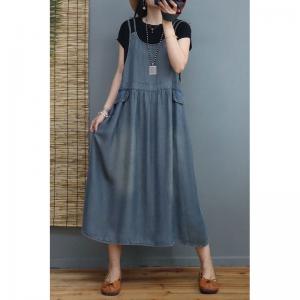 Soft Denim Summer Sundress Loose-Fit Cozy Beach Dress