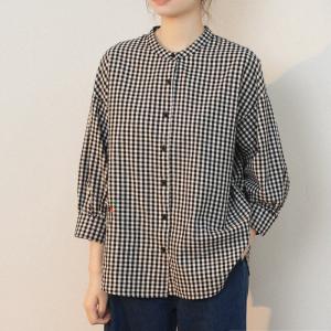 Classic Black Cotton Plaid Blouse Character Embroidery Shirt